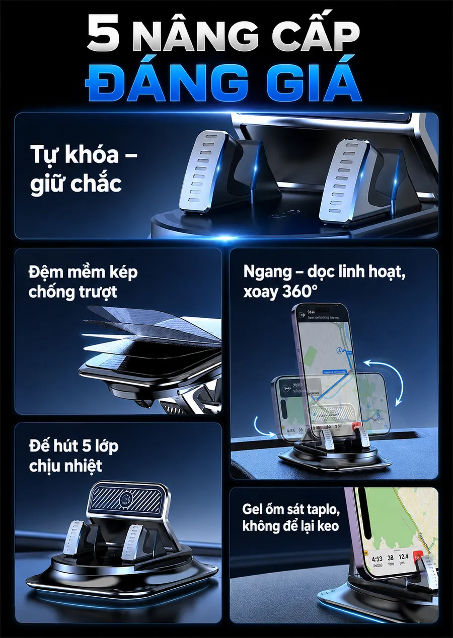 Giá đỡ điện thoại ô tô xoay 360° – hình 2