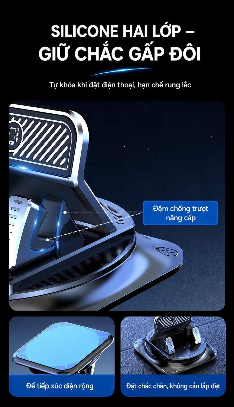 Giá đỡ điện thoại ô tô xoay 360° – hình 3