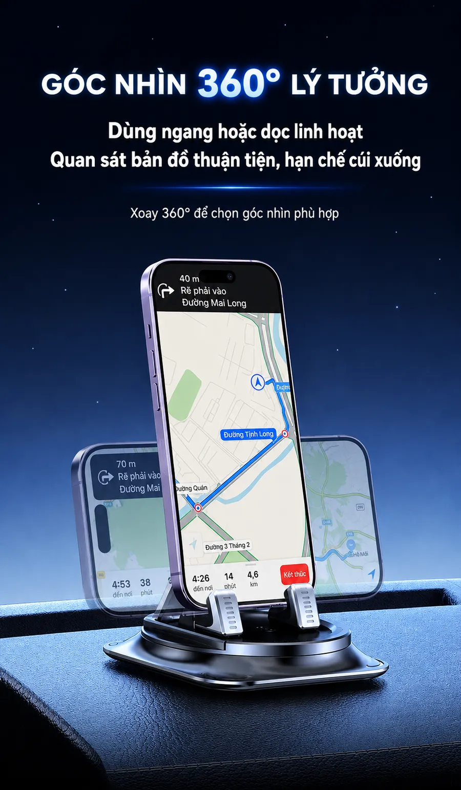 Giá đỡ điện thoại ô tô xoay 360° – hình 7