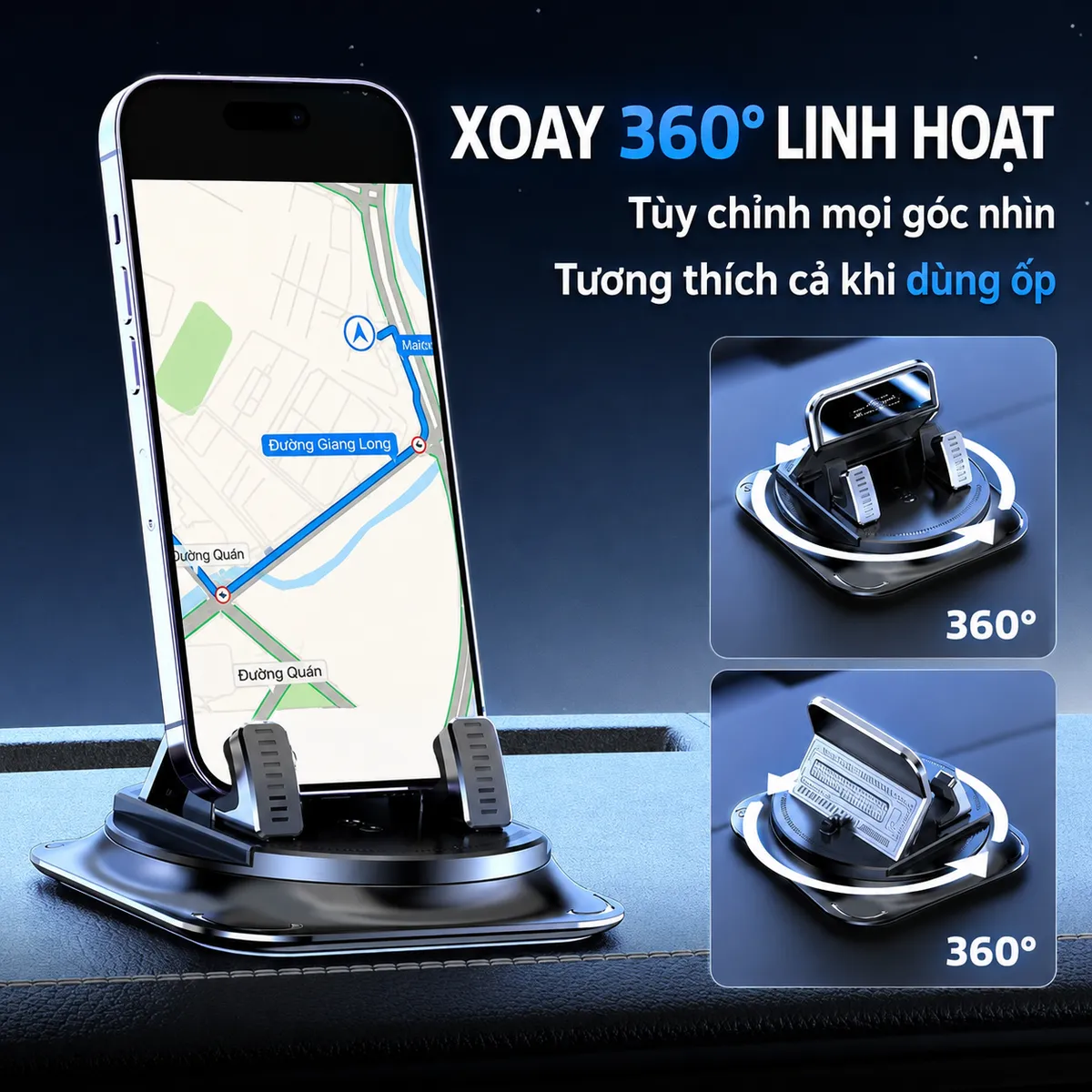 Giá đỡ điện thoại ô tô xoay 360° – ảnh 7
