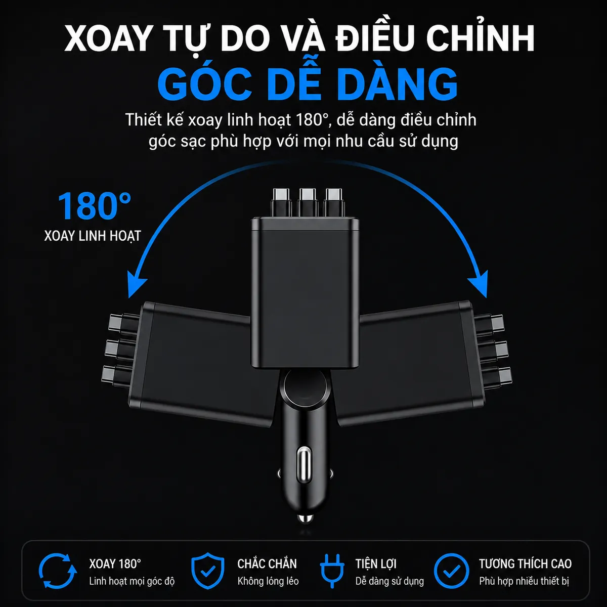 Tẩu sạc ô tô 7 trong 1 – 120W
